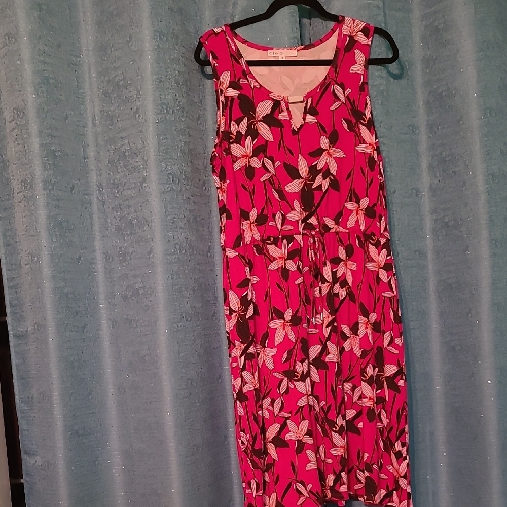 Cleo Fuchsia Pink Floral Midi Dress